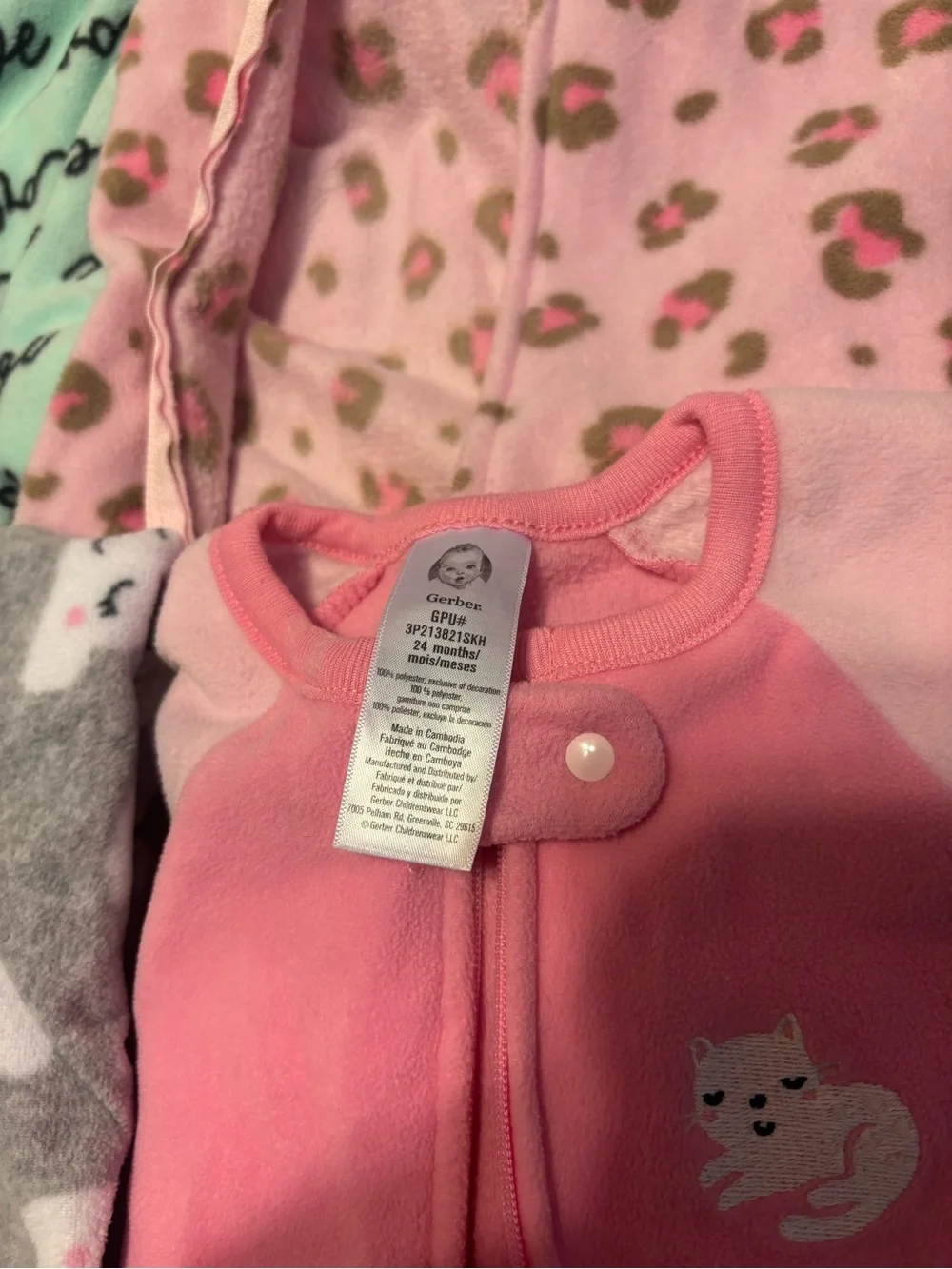 Gerber Girls' Mixed Color One-Piece Sleepers - Pack of 6 24 Months